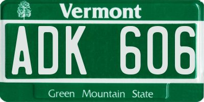 VT license plate ADK606