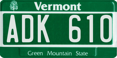 VT license plate ADK610