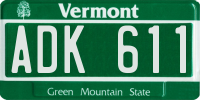 VT license plate ADK611