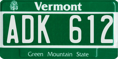 VT license plate ADK612