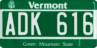 VT license plate ADK616