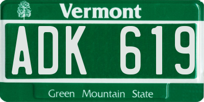 VT license plate ADK619