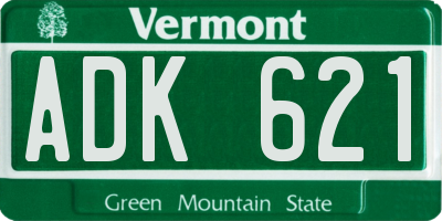 VT license plate ADK621