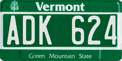 VT license plate ADK624
