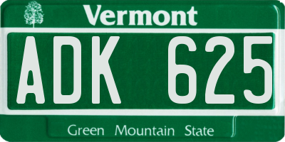 VT license plate ADK625