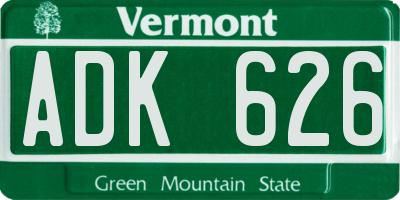 VT license plate ADK626