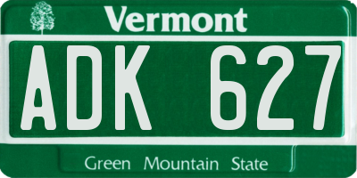 VT license plate ADK627