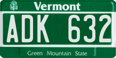 VT license plate ADK632
