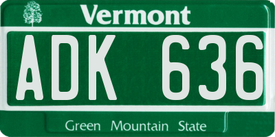 VT license plate ADK636