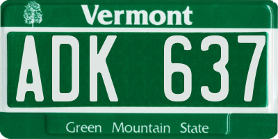VT license plate ADK637