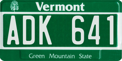 VT license plate ADK641