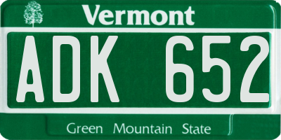 VT license plate ADK652