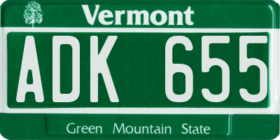 VT license plate ADK655