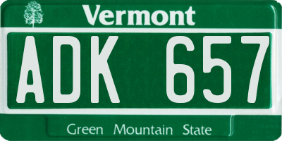 VT license plate ADK657