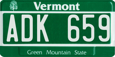 VT license plate ADK659