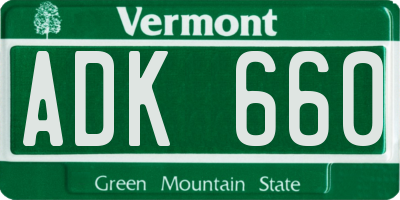 VT license plate ADK660