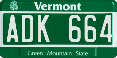VT license plate ADK664