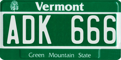 VT license plate ADK666