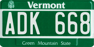 VT license plate ADK668