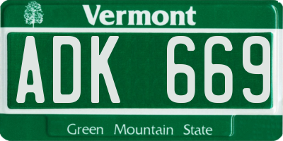 VT license plate ADK669