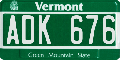 VT license plate ADK676