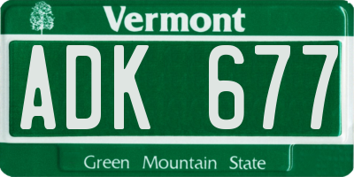 VT license plate ADK677