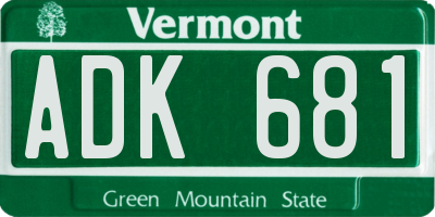 VT license plate ADK681