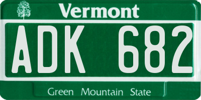VT license plate ADK682