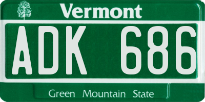 VT license plate ADK686