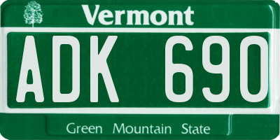 VT license plate ADK690