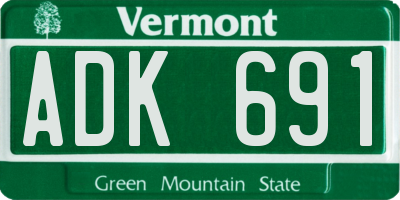 VT license plate ADK691