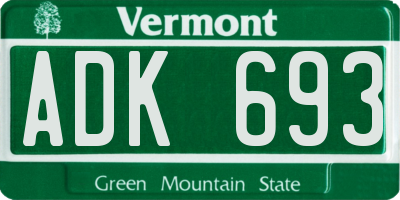 VT license plate ADK693