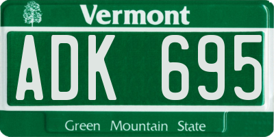 VT license plate ADK695