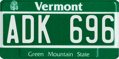 VT license plate ADK696