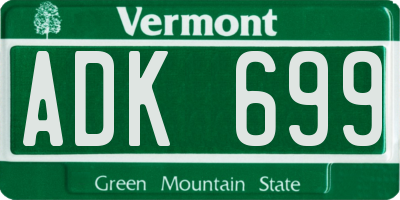 VT license plate ADK699