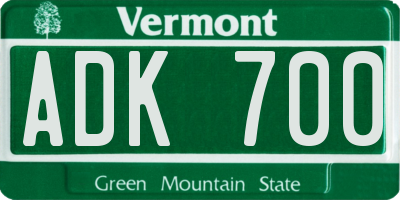 VT license plate ADK700