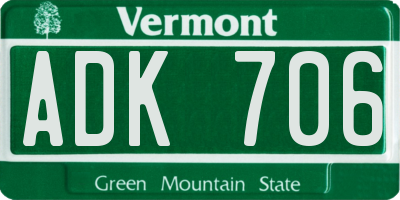 VT license plate ADK706