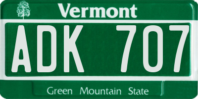 VT license plate ADK707