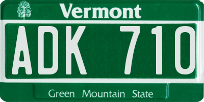 VT license plate ADK710