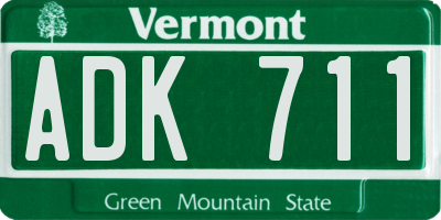 VT license plate ADK711
