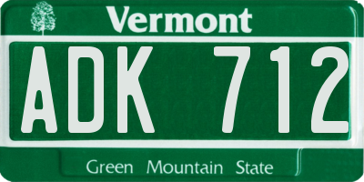 VT license plate ADK712