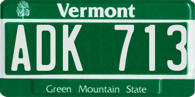 VT license plate ADK713