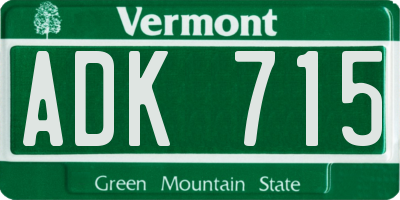 VT license plate ADK715