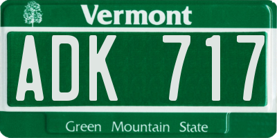 VT license plate ADK717