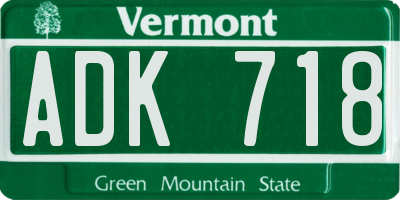 VT license plate ADK718