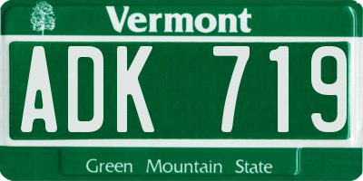 VT license plate ADK719