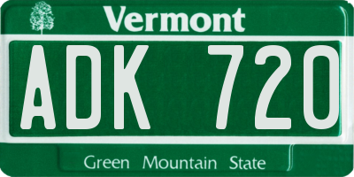 VT license plate ADK720