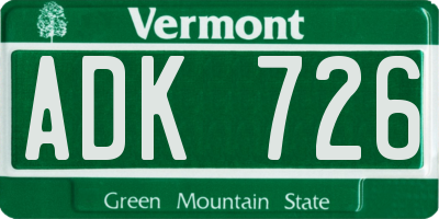 VT license plate ADK726