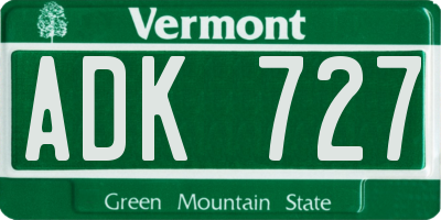 VT license plate ADK727