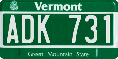VT license plate ADK731